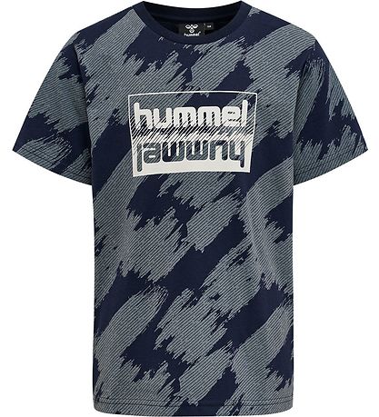 Hummel T-shirt - hmlZion - Black Iris/Støvet Blå