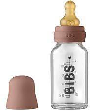 BIBS Sutteflaske - Glas - Slow Flow - 110 ml - Naturgummi - Wood BIBS Sutteflaske - Glas - Slow Flow - 110 ml - Naturgummi - Wood