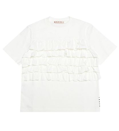 Marni T-shirt - Hvid m. Flæser Marni T-shirt - Hvid m. Flæser