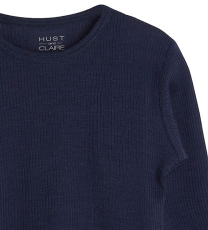 Hust and Claire Bluse - Adie - Rib - Uld - Navy Hust and Claire Bluse - Adie - Rib - Uld - Navy