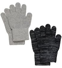 CeLaVi Handsker - Uld/Polyester - 2-pak - Grå/Sort m. Refleks CeLaVi Handsker - Uld/Polyester - 2-pak - Grå/Sort m. Refleks