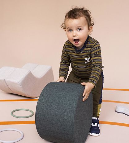 Hummel Bluse - HmlUnited T-Shirt l/s - Stribet - Black Iris/Grøn Hummel Bluse - HmlUnited T-Shirt l/s - Stribet - Black Iris/Grøn