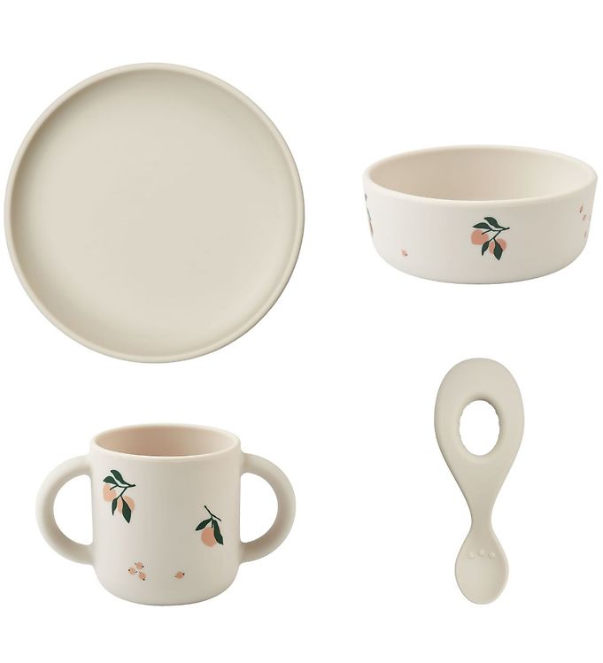 Liewood Vivi Baby Spisesæt - 4 dele - Silikone - Peach/Sea Shell Mix