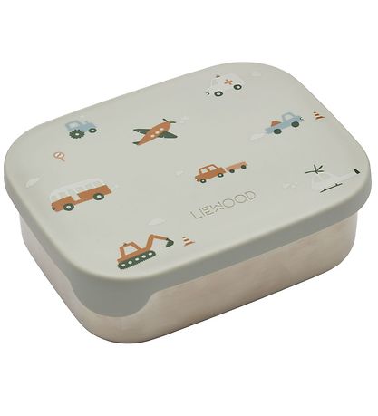 Liewood Madkasse - Silikone/Stål - Arthur - Vehicles/Dove Blue M