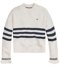 Tommy Hilfiger Bluse - Strik - Prep Stripe Sweater - Ivory Pedal Tommy Hilfiger Bluse - Strik - Prep Stripe Sweater - Ivory Pedal