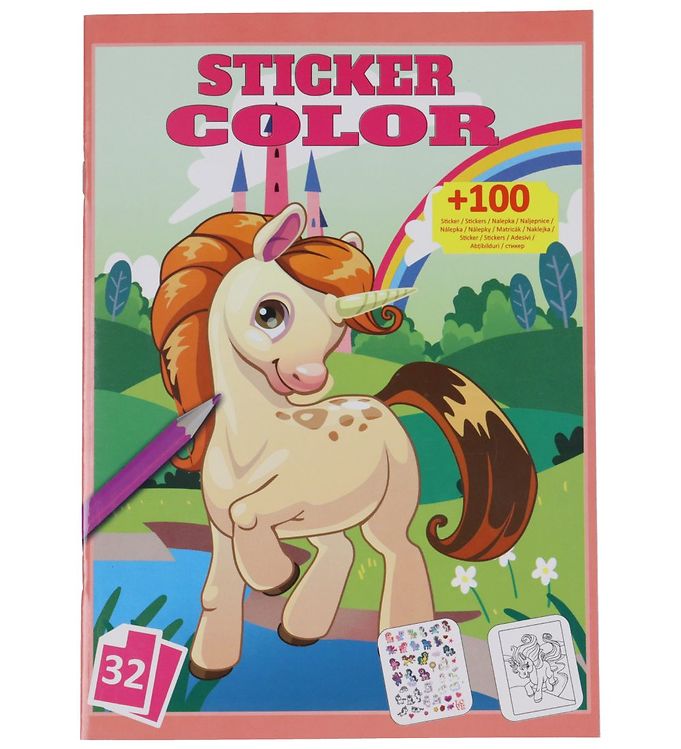 Megastar Malebog m. Klistermærker - 32 Sider - Enhjørning