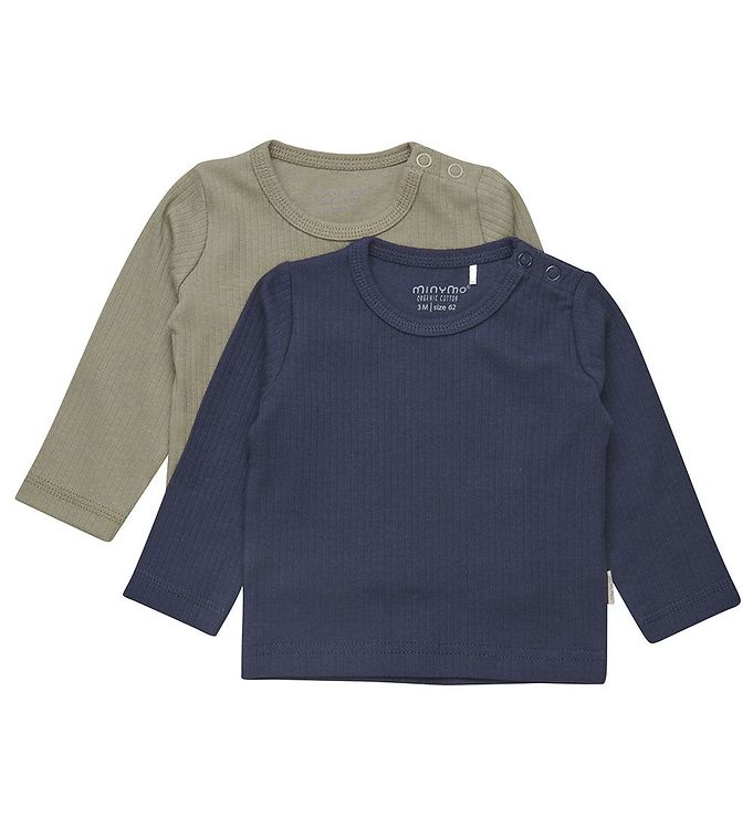 Minymo Børne Langærmet t-shirt i økologisk bomuld - Dark Navy