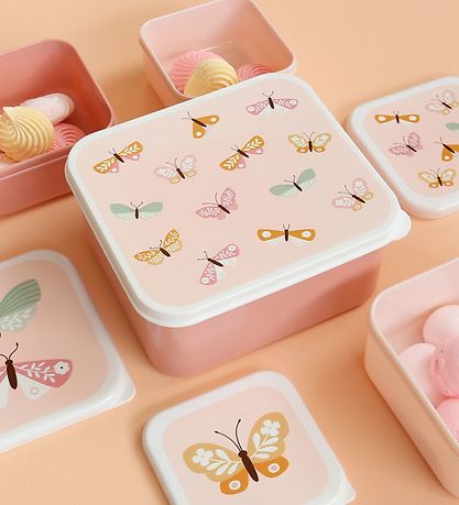 A Little Lovely Company Madkassesæt - 4 stk - Butterflies A Little Lovely Company Madkassesæt - 4 stk - Butterflies