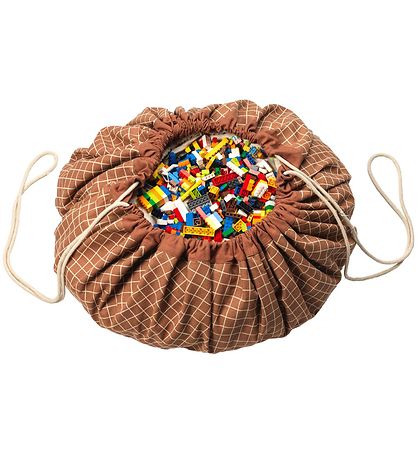 Play&Go Legetæppe - Ø140 - Grid Brown Play&Go Legetæppe - Ø140 - Grid Brown