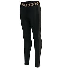 Hummel Leggings - hmlEllen - Sort m. Sølvstriber