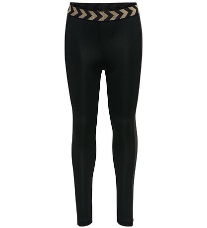 Hummel Leggings - hmlEllen - Sort m. Sølvstriber