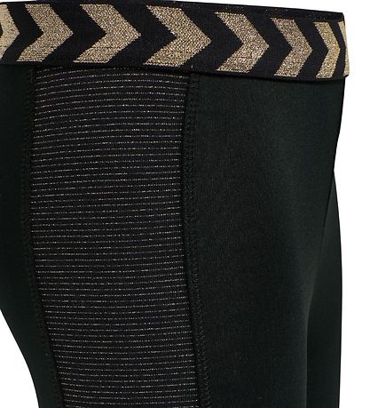 Hummel Leggings - hmlEllen - Sort m. Sølvstriber