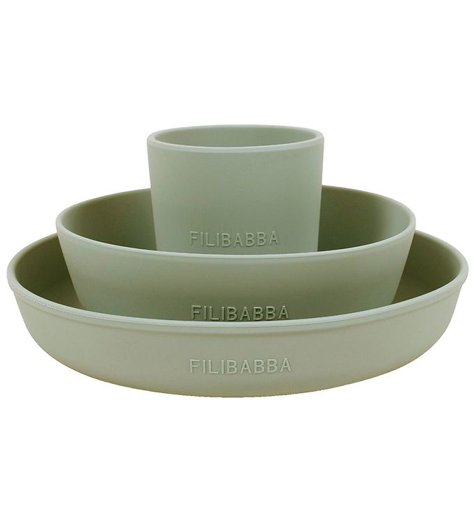 Filibabba Spisesæt - Silikone - 3 dele - Green
