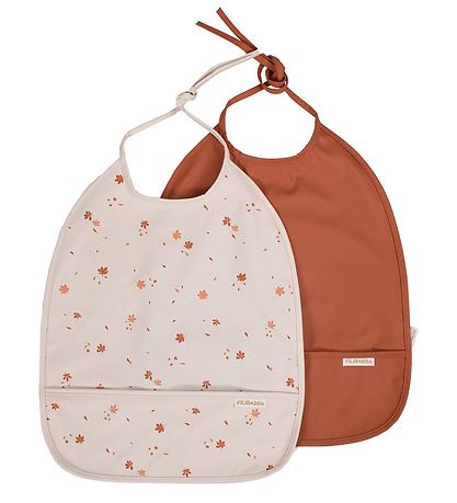 Bavoir Avec Poche de Récupération Filibabba - 2 Pack - Châtaigne