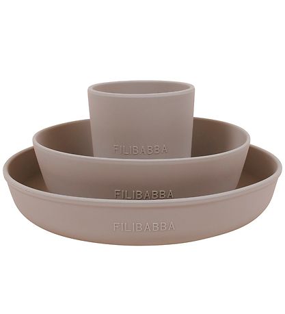 Filibabba Spisesæt - Silikone - 3 dele - Warm Grey