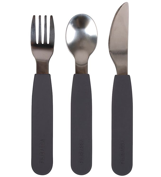 Filibabba Silicone cutlery set - Stone Grey