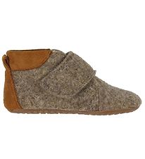 Pom Pom Hjemmesko - Uld - Brown Melange Pom Pom Hjemmesko - Uld - Brown Melange