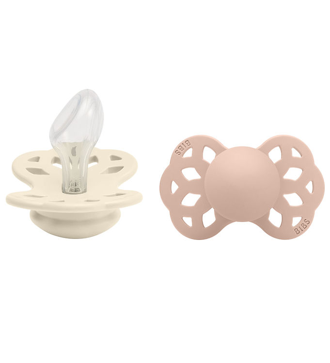 BIBS Pacifier Infinity Anatomical Silicone Ivory/Blush Size 2 2pc