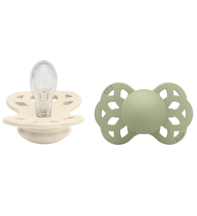 BIBS Pacifier Infinity Symmetrical Silicone Ivory/Sage Size 1 2pc