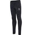 Hummel Leggings - hmlLumi - Sort m. Sølvstriber