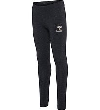 Hummel Leggings - hmlLumi - Sort m. Sølvstriber