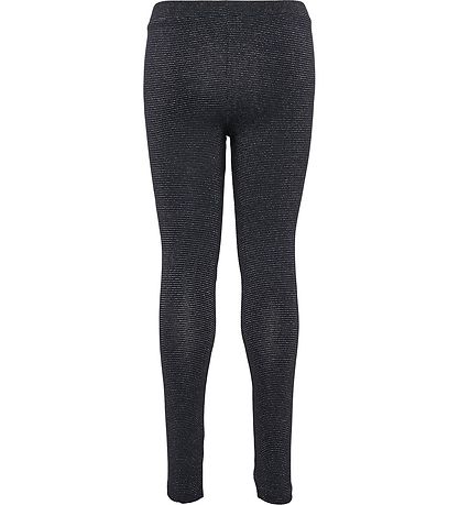 Hummel Leggings - hmlLumi - Sort m. Sølvstriber