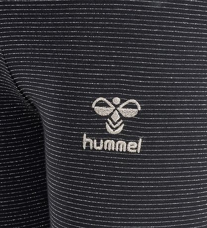 Hummel Leggings - hmlLumi - Sort m. Sølvstriber