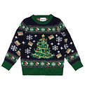 Jule-Sweaters Bluse - Christmas Tree - Strik - Navy/Grøn