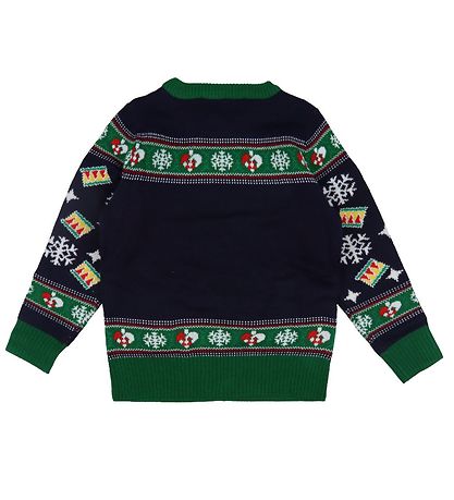 Jule-Sweaters Bluse - Christmas Tree - Strik - Navy/Grøn Jule-Sweaters Bluse - Christmas Tree - Strik - Navy/Grøn
