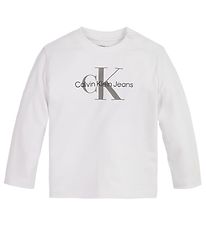 Calvin Klein Bluse - Monogram LS T-Shirt - Bright White Calvin Klein Bluse - Monogram LS T-Shirt - Bright White