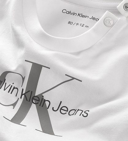 Calvin Klein Bluse - Monogram LS T-Shirt - Bright White Calvin Klein Bluse - Monogram LS T-Shirt - Bright White