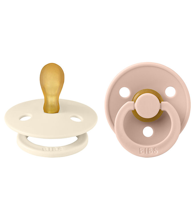 BIBS COLOUR SYMMETRICAL 2-PACK IVORY & BLUSH S Symmetrisk Hevea-dummy i gummi