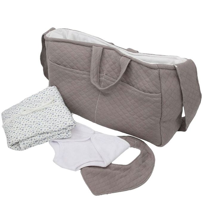 Memories by Asà Dukketilbehør - 43-46 cm. - Pusletaske til Dukke - m. Indhold - Grå