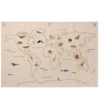 Ferm Living Vægophæng - The World Textile Map - Off White