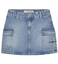 Calvin Klein Nederdel - Pockets Denim - Chalky Blue Calvin Klein Nederdel - Pockets Denim - Chalky Blue