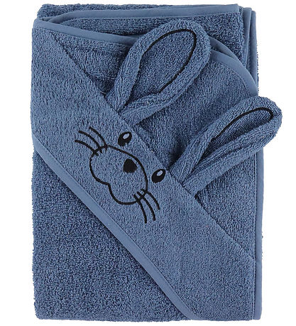 Nørgaard Madsens Babyhåndklæde m. Kaninører - 100x100 cm - Denim Nørgaard Madsens Babyhåndklæde m. Kaninører - 100x100 cm - Denim