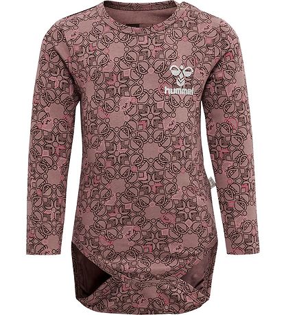 Hummel Bodysuit æ/s - hmlFia - Deep Taupe w. Silver Glitter