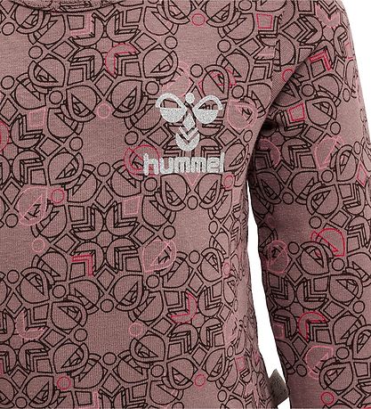 Hummel Bodysuit æ/s - hmlFia - Deep Taupe w. Silver Glitter