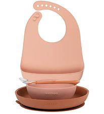 Nattou Spisesæt - Silikone - 4 dele - Dusty Pink Nattou Spisesæt - Silikone - 4 dele - Dusty Pink