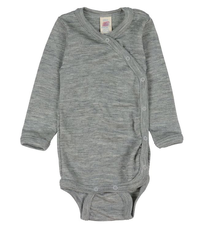 Engel Slå-om Body l/æ - Uld/Silke - Lysegrå Meleret