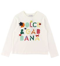 Dolce & Gabbana Bluse - Hvid m. Tekst/Knapper Dolce & Gabbana Bluse - Hvid m. Tekst/Knapper