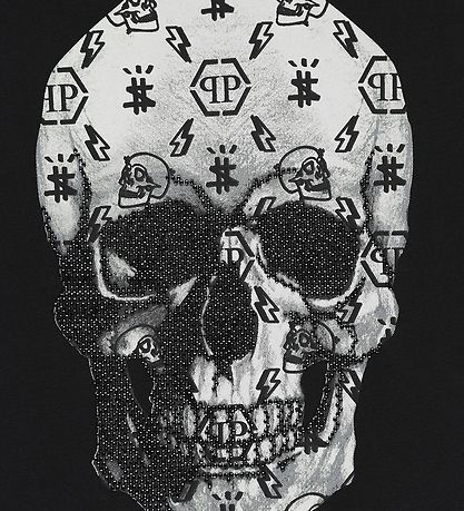 Philipp Plein T-Shirt - Stones Skull - Sort m. Hvid/Similisten Philipp Plein T-Shirt - Stones Skull - Sort m. Hvid/Similisten