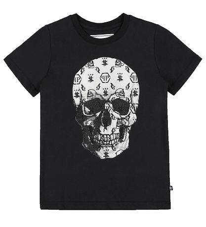 Philipp Plein T-Shirt - Stones Skull - Sort m. Hvid/Similisten Philipp Plein T-Shirt - Stones Skull - Sort m. Hvid/Similisten