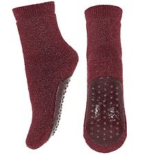 MP Sokken m. Anti-Slip - Celina - Donkerrood m. Glitter MP Sokken m. Anti-Slip - Celina - Donkerrood m. Glitter