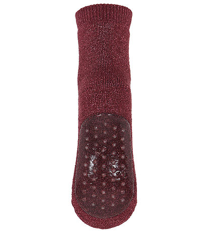 MP Strømper m. Antiskrid - Celina - Mørkerød m. Glimmer