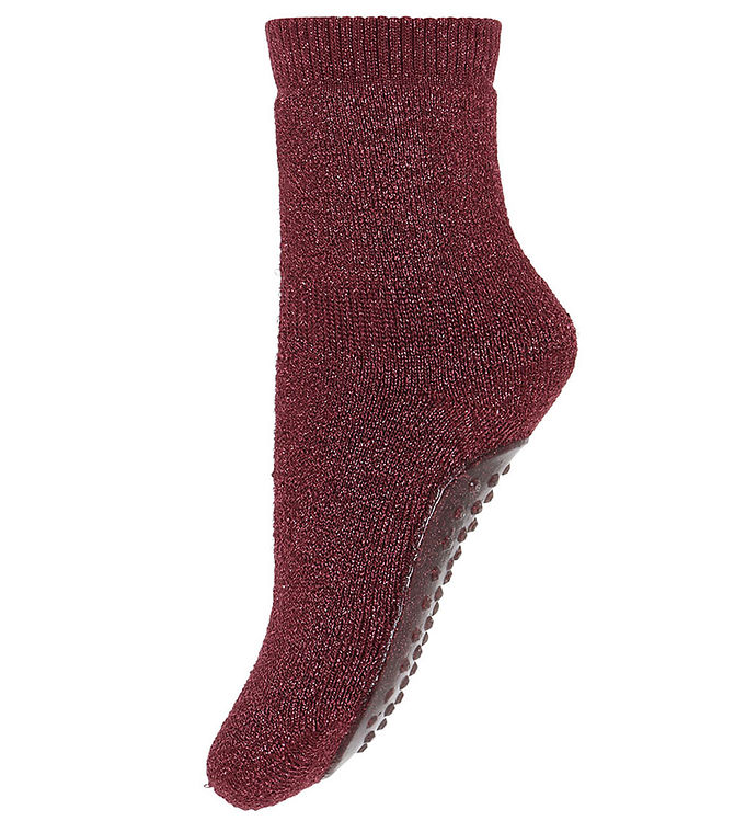 MP Strømper m. Antiskrid - Celina - Mørkerød m. Glimmer