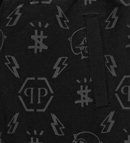 Philipp Plein Sweatpants - Monogram - Sort m. Print Philipp Plein Sweatpants - Monogram - Sort m. Print