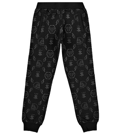 Philipp Plein Sweatpants - Monogram - Sort m. Print Philipp Plein Sweatpants - Monogram - Sort m. Print