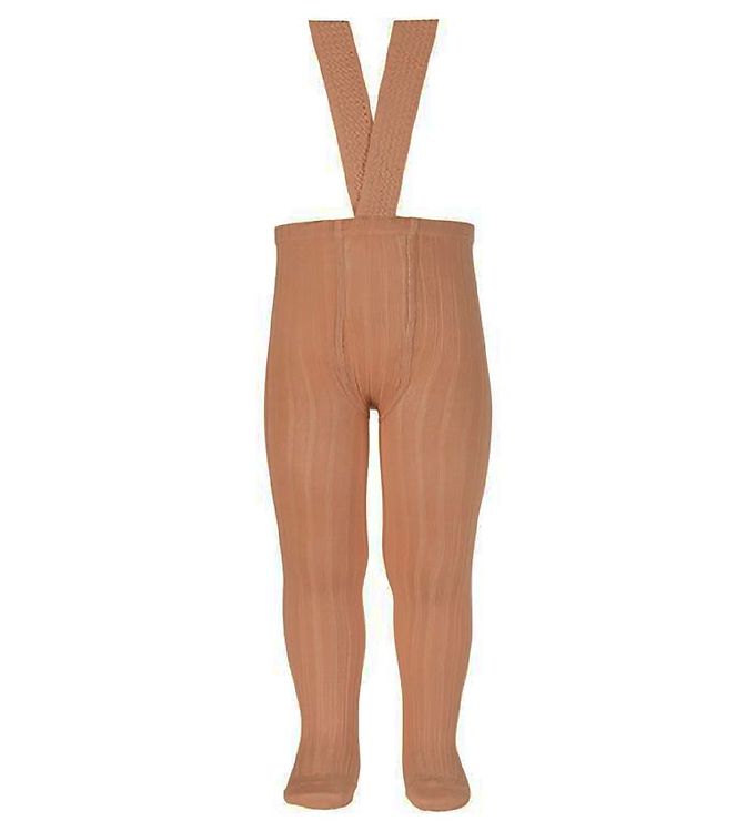 Condor Strømpebukser m. Seler - Rib - Brun