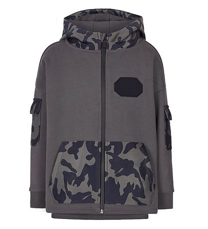 Emporio Armani Cardigan - Charcoal Grey w. Camouflage Emporio Armani Cardigan - Charcoal Grey w. Camouflage